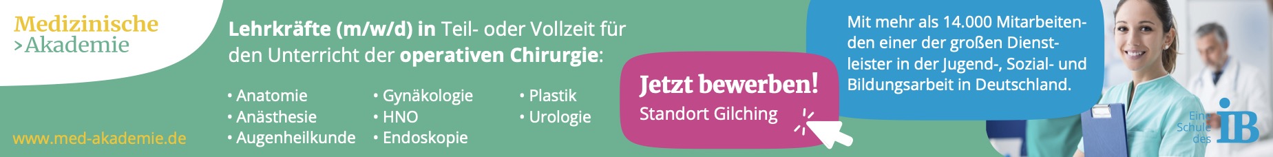 Lehrkräfte (m/w/d) in Teil- oder Vollzeit für den Unterricht der operativen Chirurgie: